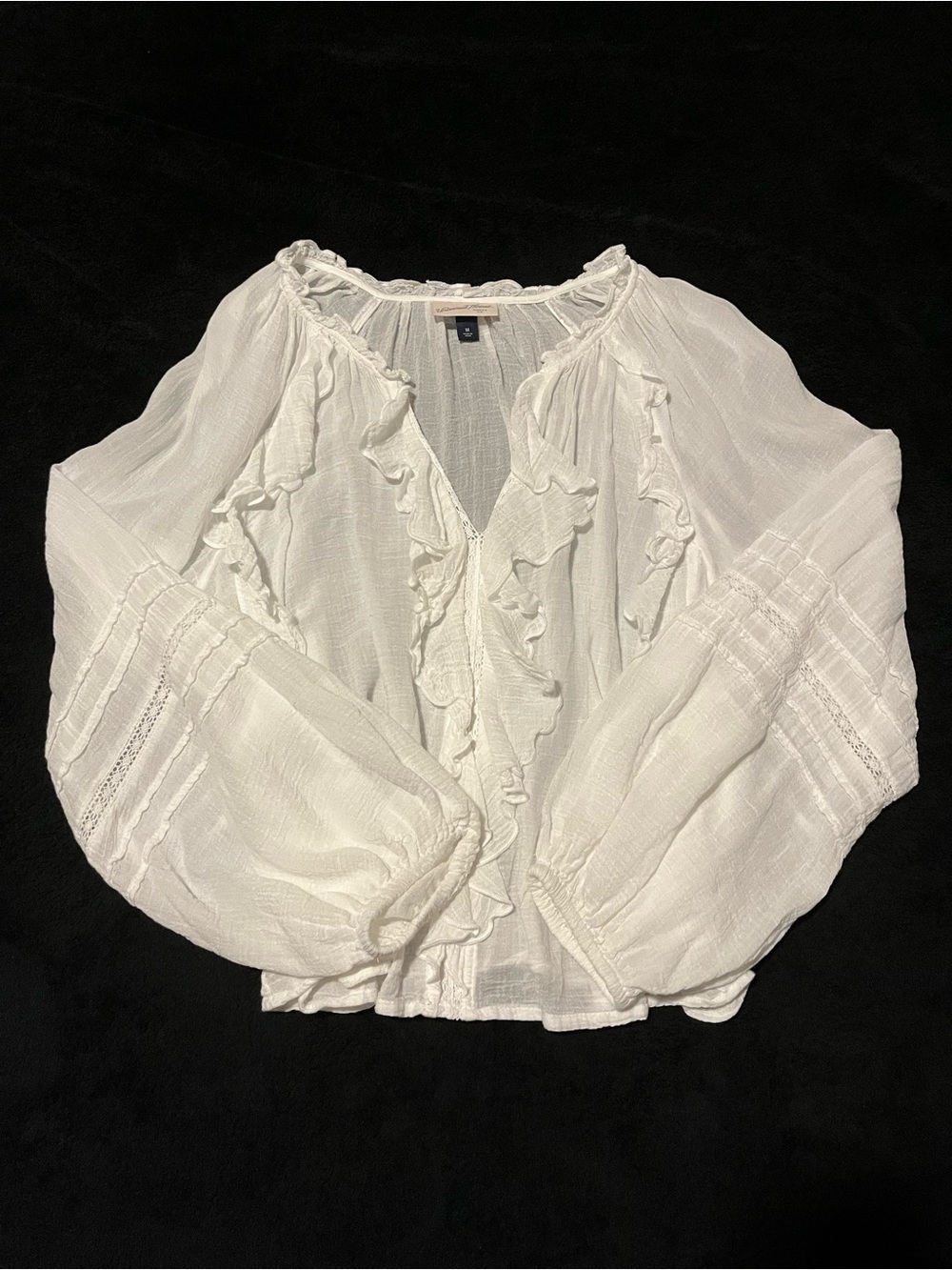 Universal Thread White Ruffle-Front Peasant Blouse - Picture 3 of 3
